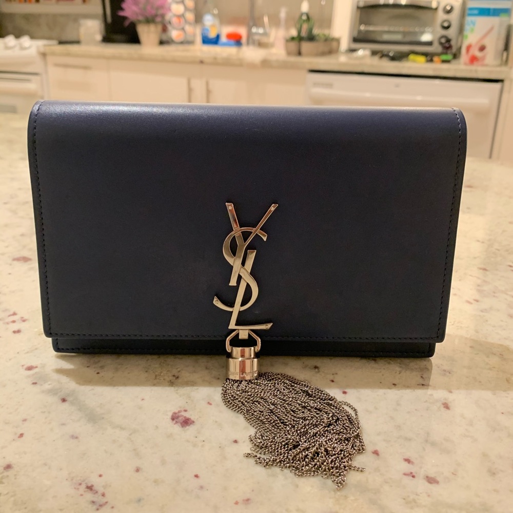 YSL Blue Kate Tassel Crossbody Bag